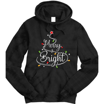 Funny Merry And Bright Christmas Lights Xmas Holiday Tie Dye Hoodie