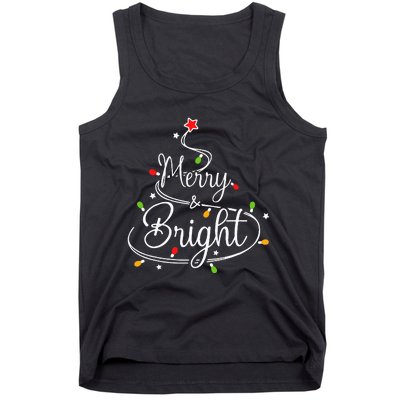 Funny Merry And Bright Christmas Lights Xmas Holiday Tank Top