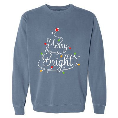 Funny Merry And Bright Christmas Lights Xmas Holiday Garment-Dyed Sweatshirt