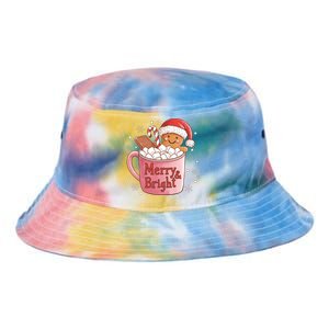 Funny Merry And Bright Christmas Gingerbread Man Hot Cocoa Tie Dye Newport Bucket Hat