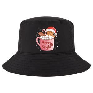 Funny Merry And Bright Christmas Gingerbread Man Hot Cocoa Cool Comfort Performance Bucket Hat