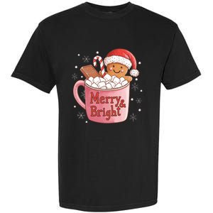 Funny Merry And Bright Christmas Gingerbread Man Hot Cocoa Garment-Dyed Heavyweight T-Shirt