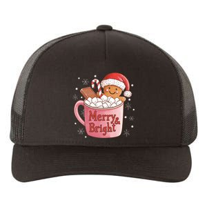 Funny Merry And Bright Christmas Gingerbread Man Hot Cocoa Yupoong Adult 5-Panel Trucker Hat