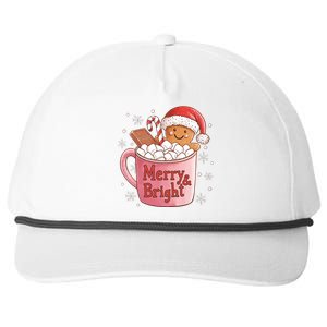 Funny Merry And Bright Christmas Gingerbread Man Hot Cocoa Snapback Five-Panel Rope Hat