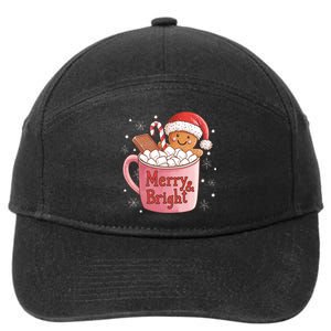 Funny Merry And Bright Christmas Gingerbread Man Hot Cocoa 7-Panel Snapback Hat