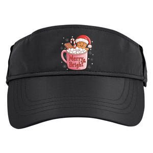 Funny Merry And Bright Christmas Gingerbread Man Hot Cocoa Adult Drive Performance Visor