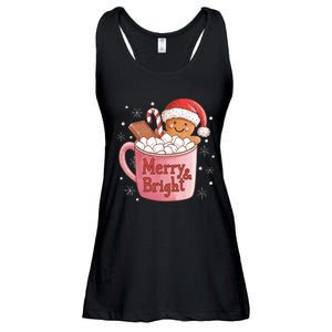 Funny Merry And Bright Christmas Gingerbread Man Hot Cocoa Ladies Essential Flowy Tank