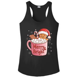 Funny Merry And Bright Christmas Gingerbread Man Hot Cocoa Ladies PosiCharge Competitor Racerback Tank