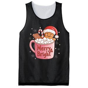 Funny Merry And Bright Christmas Gingerbread Man Hot Cocoa Mesh Reversible Basketball Jersey Tank