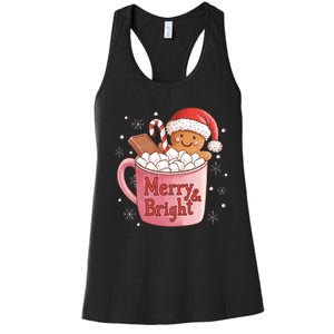 Funny Merry And Bright Christmas Gingerbread Man Hot Cocoa Women's Racerback Tank