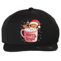 Funny Merry And Bright Christmas Gingerbread Man Hot Cocoa Wool Snapback Cap