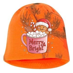 Funny Merry And Bright Christmas Gingerbread Man Hot Cocoa Kati - Camo Knit Beanie