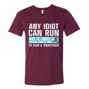 Funny Marathon Art For Men Women Marathoner Running Finisher V-Neck T-Shirt