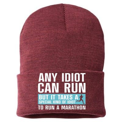 Funny Marathon Art For Men Women Marathoner Running Finisher Sustainable Knit Beanie