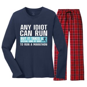 Funny Marathon Art For Men Women Marathoner Running Finisher Women's Long Sleeve Flannel Pajama Set 