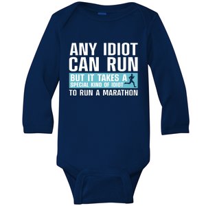 Funny Marathon Art For Men Women Marathoner Running Finisher Baby Long Sleeve Bodysuit