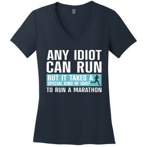 Funny Marathon Art For Men Women Marathoner Running Finisher Women's V-Neck T-Shirt