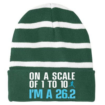 Funny Marathon Art Men Women Marathon Finisher 262 Running Striped Beanie with Solid Band