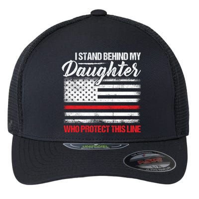 FirefighterS Mom And Dad Quote Fire Usa Flag Design Gift Flexfit Unipanel Trucker Cap