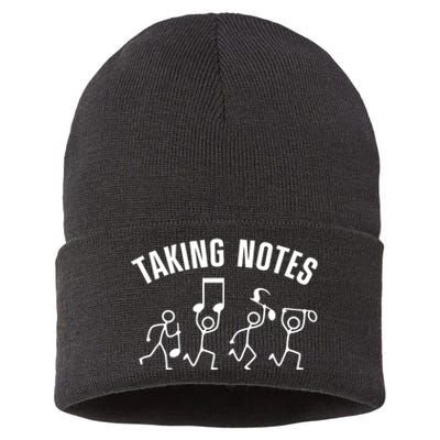 Funny Music Art For Women Musical Note Gag Music Lover Sustainable Knit Beanie