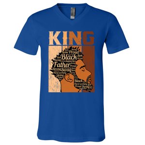 Father Melanin African Black History King Juneteenth Dad Gift V-Neck T-Shirt