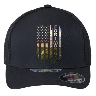 Fort Morgan Alabama Summer Sunset American Flag Patriotic Flexfit Unipanel Trucker Cap