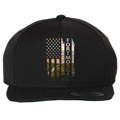 Fort Morgan Alabama Summer Sunset American Flag Patriotic Wool Snapback Cap