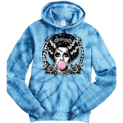 Frankenstein Monster And Bride B.U.B.B.L.E G.U.M Funny Halloween Tie Dye Hoodie