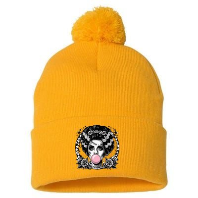 Frankenstein Monster And Bride B.U.B.B.L.E G.U.M Funny Halloween Pom Pom 12in Knit Beanie