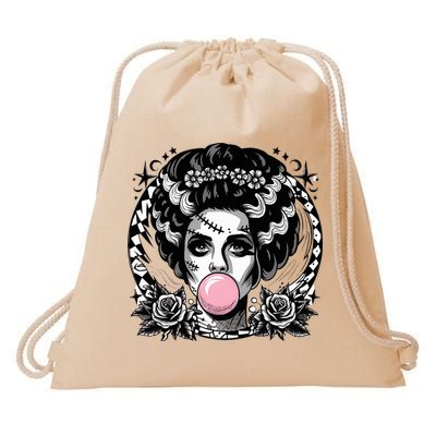 Frankenstein Monster And Bride B.U.B.B.L.E G.U.M Funny Halloween Drawstring Bag