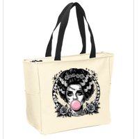 Frankenstein Monster And Bride B.U.B.B.L.E G.U.M Funny Halloween Zip Tote Bag