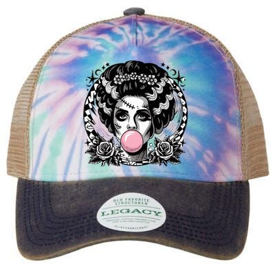 Frankenstein Monster And Bride B.U.B.B.L.E G.U.M Funny Halloween Legacy Tie Dye Trucker Hat