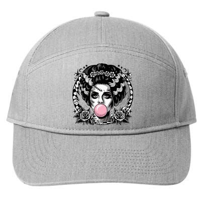 Frankenstein Monster And Bride B.U.B.B.L.E G.U.M Funny Halloween 7-Panel Snapback Hat