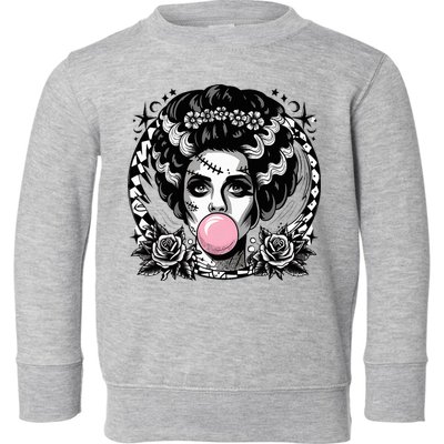 Frankenstein Monster And Bride B.U.B.B.L.E G.U.M Funny Halloween Toddler Sweatshirt