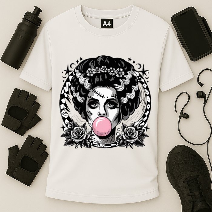 Frankenstein Monster And Bride B.U.B.B.L.E G.U.M Funny Halloween Performance Shirt
