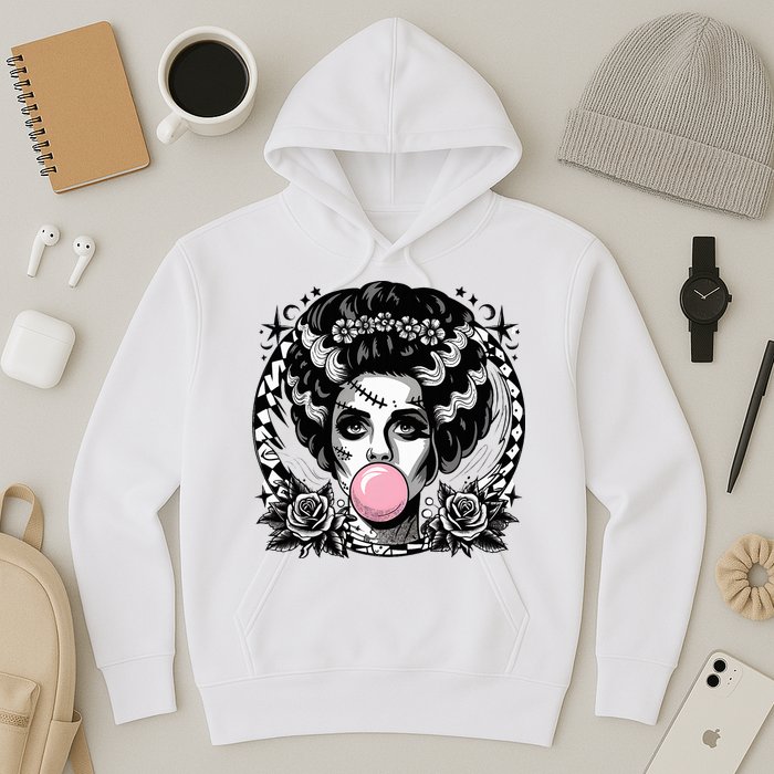 Frankenstein Monster And Bride B.U.B.B.L.E G.U.M Funny Halloween Hoodie