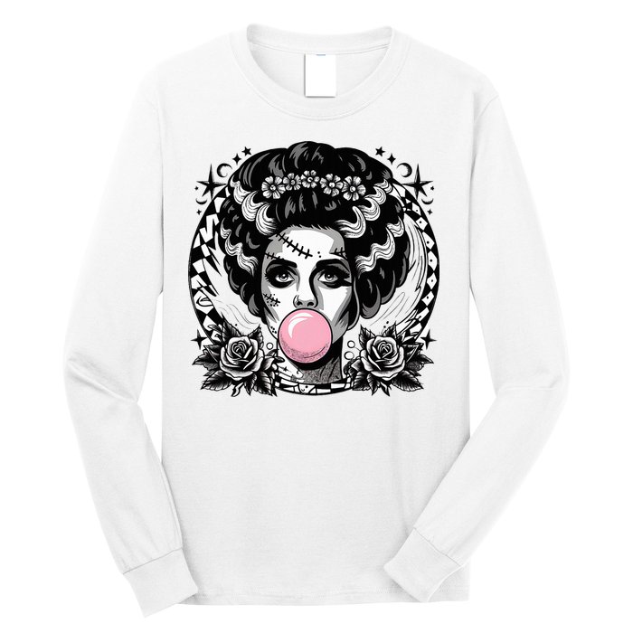 Frankenstein Monster And Bride B.U.B.B.L.E G.U.M Funny Halloween Long Sleeve Shirt