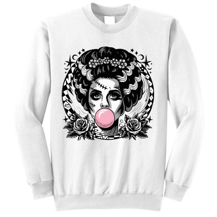 Frankenstein Monster And Bride B.U.B.B.L.E G.U.M Funny Halloween Sweatshirt