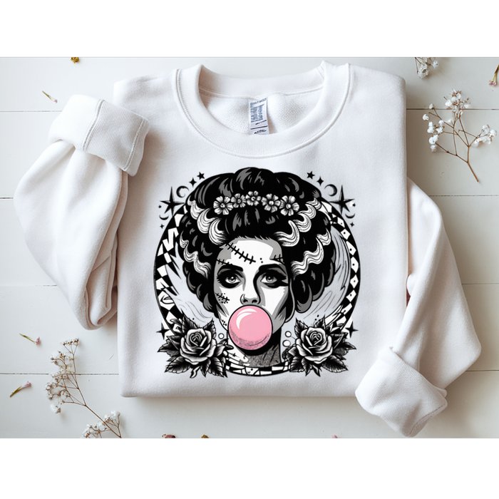 Frankenstein Monster And Bride B.U.B.B.L.E G.U.M Funny Halloween Sweatshirt