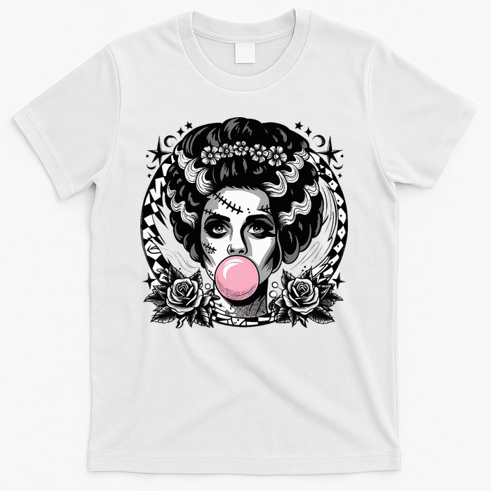 Frankenstein Monster And Bride B.U.B.B.L.E G.U.M Funny Halloween T-Shirt