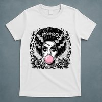 Frankenstein Monster And Bride B.U.B.B.L.E G.U.M Funny Halloween T-Shirt