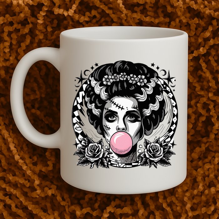 Frankenstein Monster And Bride B.U.B.B.L.E G.U.M Funny Halloween Mug