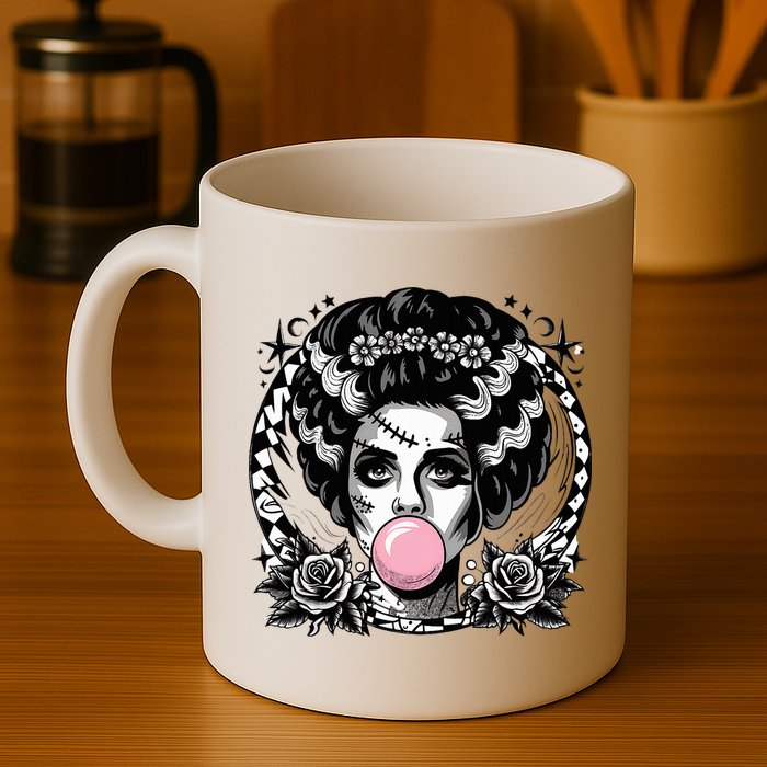 Frankenstein Monster And Bride B.U.B.B.L.E G.U.M Funny Halloween Mug