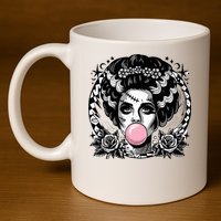 Frankenstein Monster And Bride B.U.B.B.L.E G.U.M Funny Halloween 11oz C Handle Ceramic Mug