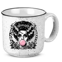 Frankenstein Monster And Bride B.U.B.B.L.E G.U.M Funny Halloween 15oz Campfire Ceramic Mug
