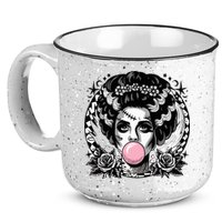 Frankenstein Monster And Bride B.U.B.B.L.E G.U.M Funny Halloween 15oz Campfire Ceramic Mug