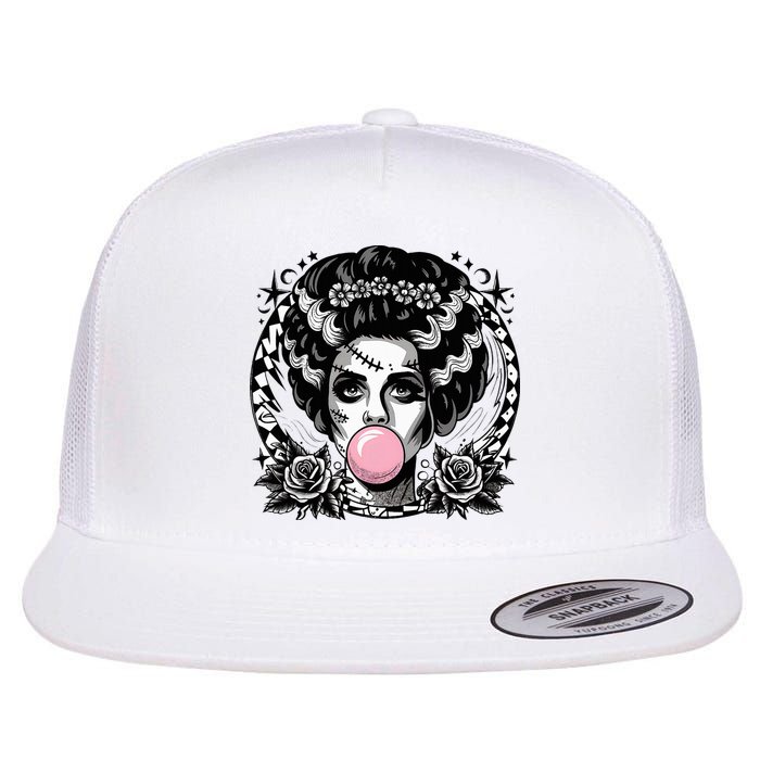 Frankenstein Monster And Bride B.U.B.B.L.E G.U.M Funny Halloween Flatbill Hat