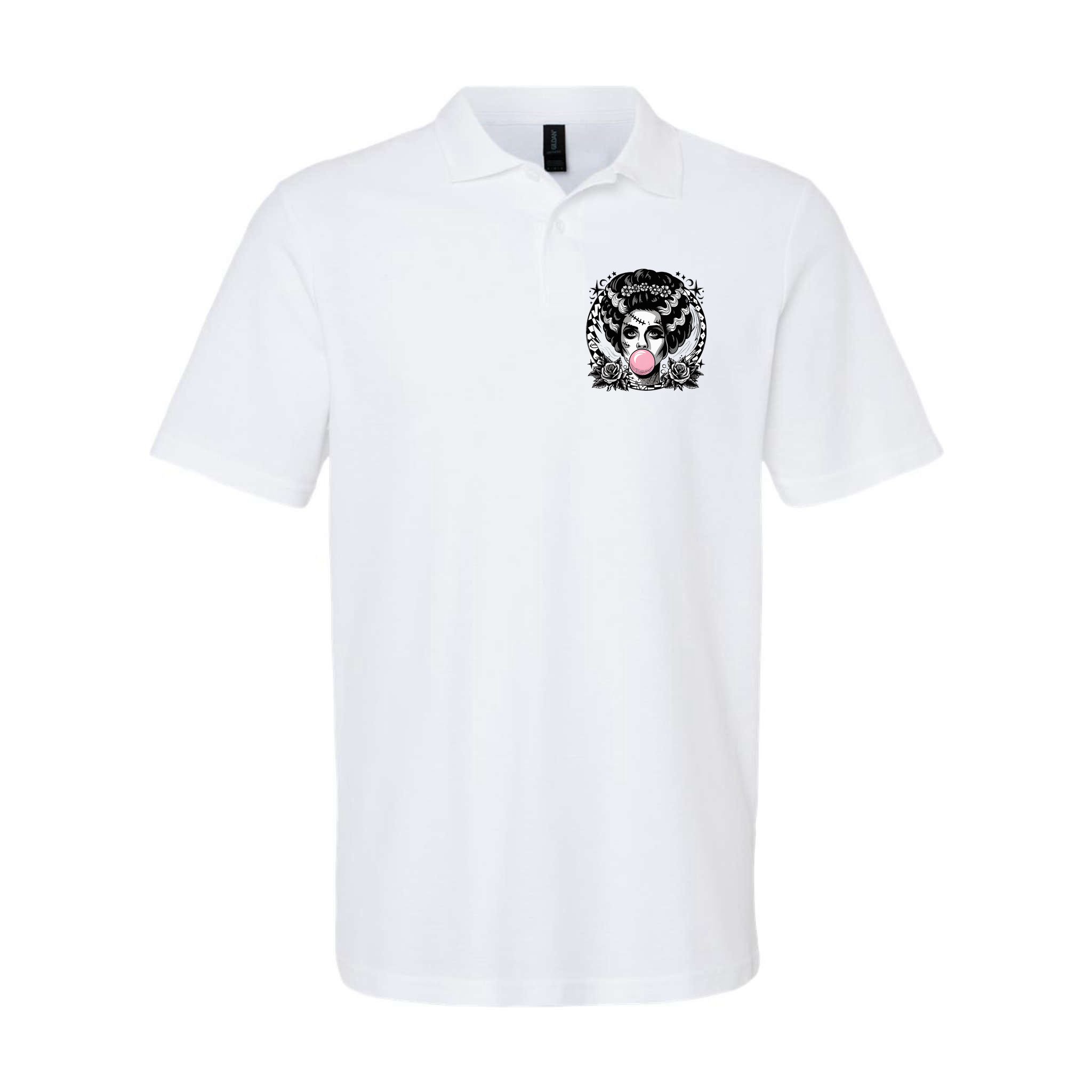 Frankenstein Monster And Bride B.U.B.B.L.E G.U.M Funny Halloween Polo