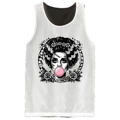 Frankenstein Monster And Bride B.U.B.B.L.E G.U.M Funny Halloween Mesh Reversible Basketball Jersey Tank