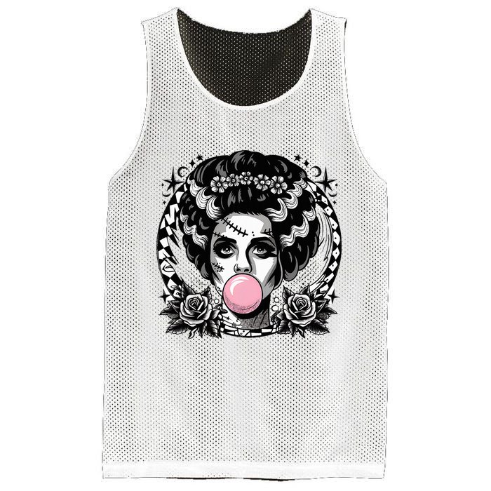 Frankenstein Monster And Bride B.U.B.B.L.E G.U.M Funny Halloween Mesh Reversible Basketball Jersey Tank